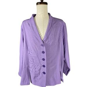 Roamans Purple Button Front Blazer Jacket Business Casual Women's‎ Plus Size 38W